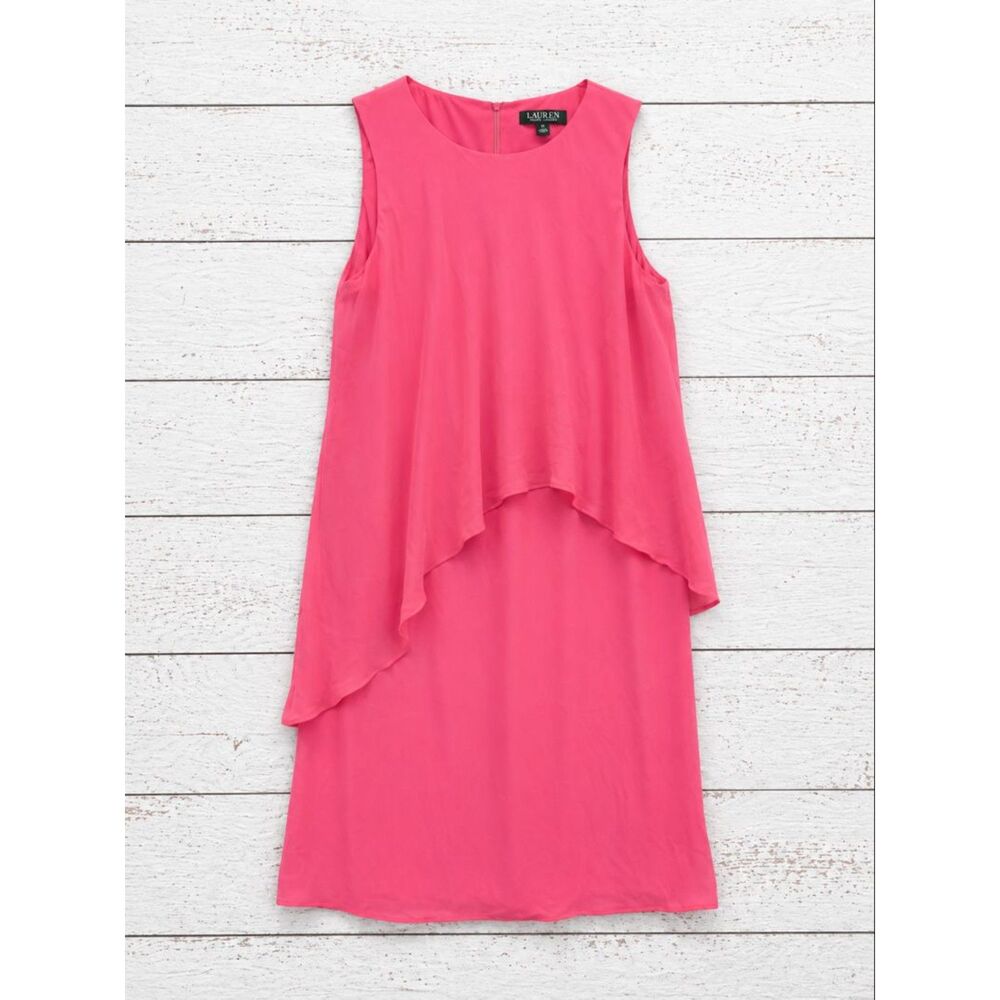 Lauren Ralph Lauren Layered Dress Womens 10 Sleeveless Wedding Guest Cocktail